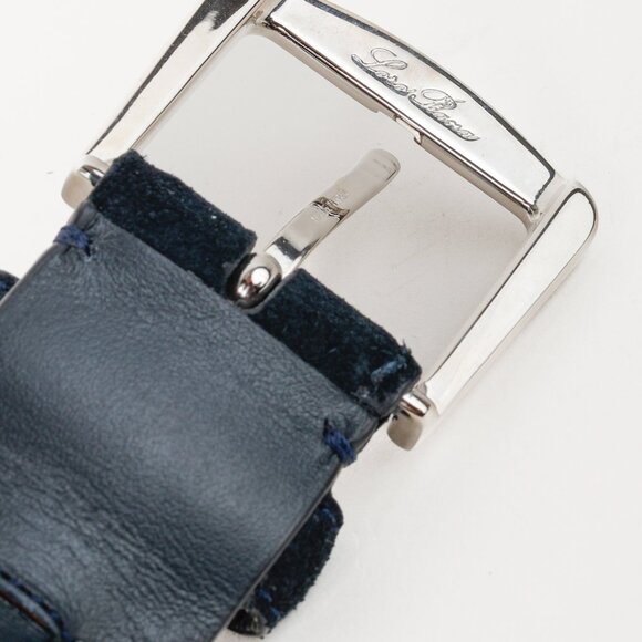 Loro Piana Alsavel Navy Suede Palladium Buckle Belt - Picture 7 of 8